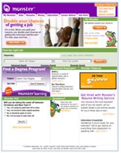 Monster.com homepage before redesign